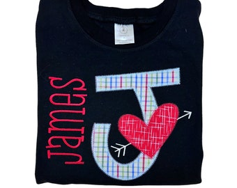 Boys Valentines shirt, Personalized boy Valentines Day Shirt, Initial Valentines Day shirt, boys Valentines Shirt, Sk creations, applique