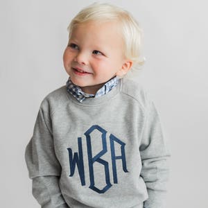Monogrammed sweatshirt, toddler sweater, girls monogram shirt, boys personalized sweatshirt, fall clothing, winter, arb, monag image 2