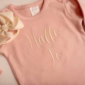 Baby girl coming home outfit, baby girl baby shower gift, embroidered baby outfit, personalized coming home outfit, sk creations