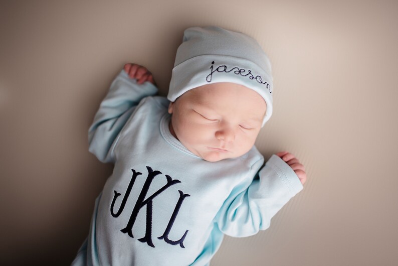 baby boy coming home outfit, hospital outfit, monogrammed, sk creations image 7