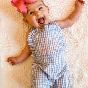Mädchen Outfit, Rüschen-Strampler, Rüschen Longall, personalisiert Mädchen Romper, Gingham, Cord, LTC