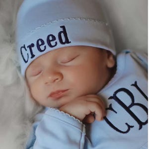 Baby boy coming home outfit, monogrammed gown, boys gown, sk creations, pima cotton