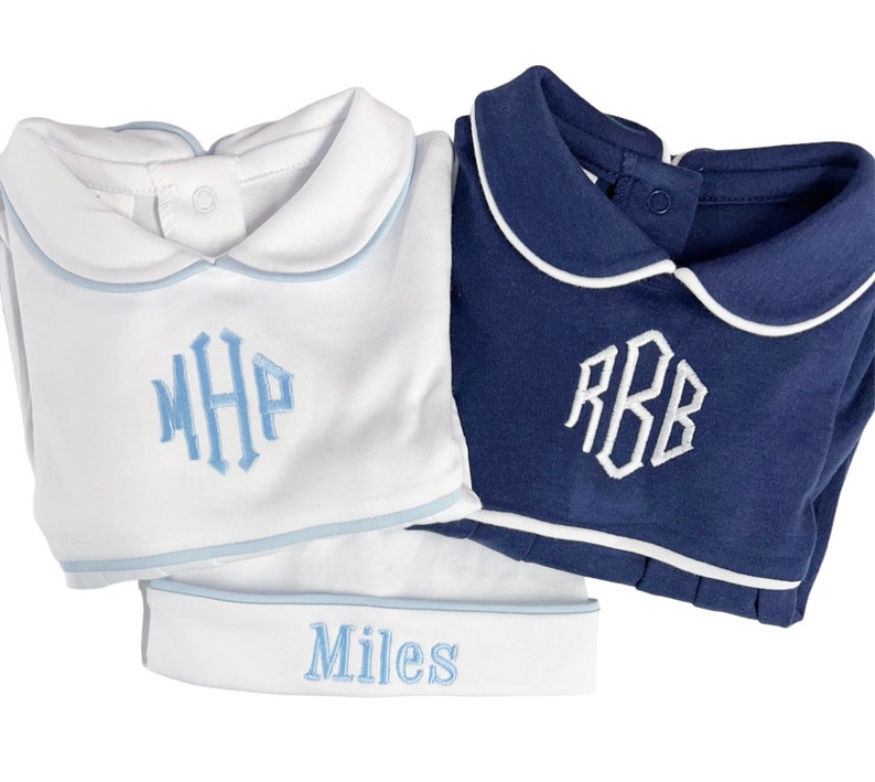 Baby Boy Coming Home Outfit Monogrammed Boy Romper Sk Etsy