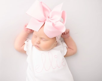 baby girl coming home outfit, summer coming home outfit, girls bubble, summer outfit, monogram, personalized, sk creations
