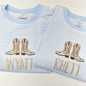 Little Boys Cowboy boots Shirt, monogram, western, custom shirt, toddler, monogrammed outfit, personalized summer short sleeve, texas boots