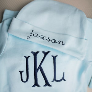 baby boy coming home outfit, hospital outfit, monogrammed, sk creations image 2