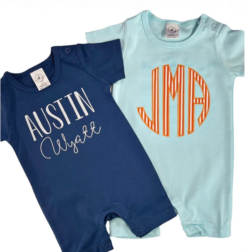 Baby Boys Outfit, Toddler Boys Outfit, Monogrammed Romper, Personalized ...
