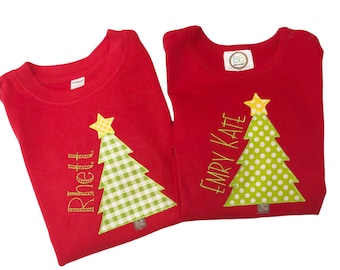 Personalized Christmas shirt, girls monogrammed Christmas shirt, boys personalized Christmas Shirt, Christmas tree shirt, Baby, toddler, LTC