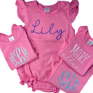 Baby girl bubble, monogrammed outfit, personalized toddler girl, summer outfit, sk creations, monogrammed bubble