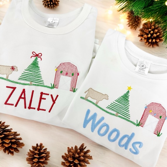 Personalized Christmas Shirt, Boys Christmas Shirt, Girls Christmas Shirt,  Custom Tractor Outfit, Baby Christmas Outfit, Monogrammed, Farm - Etsy