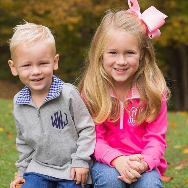 Monogrammed boys pullover, girls pullover, kids sweatshirt, children's quarter zip, monogram clothing, kids clothing, ltc