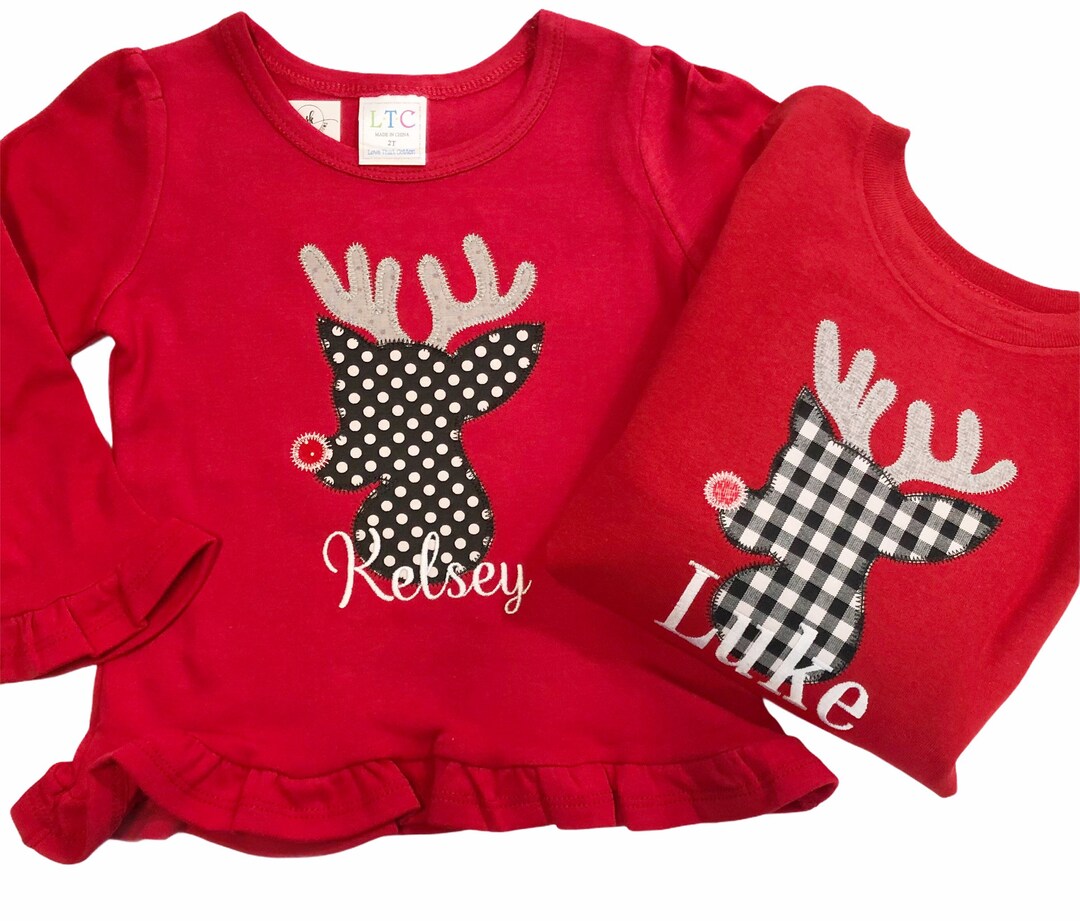 Boys Personalized Christmas Shirt Boys Reindeer Shirt Boys Etsy