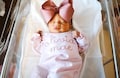Baby girl coming home outfit, monogrammed ruffle romper