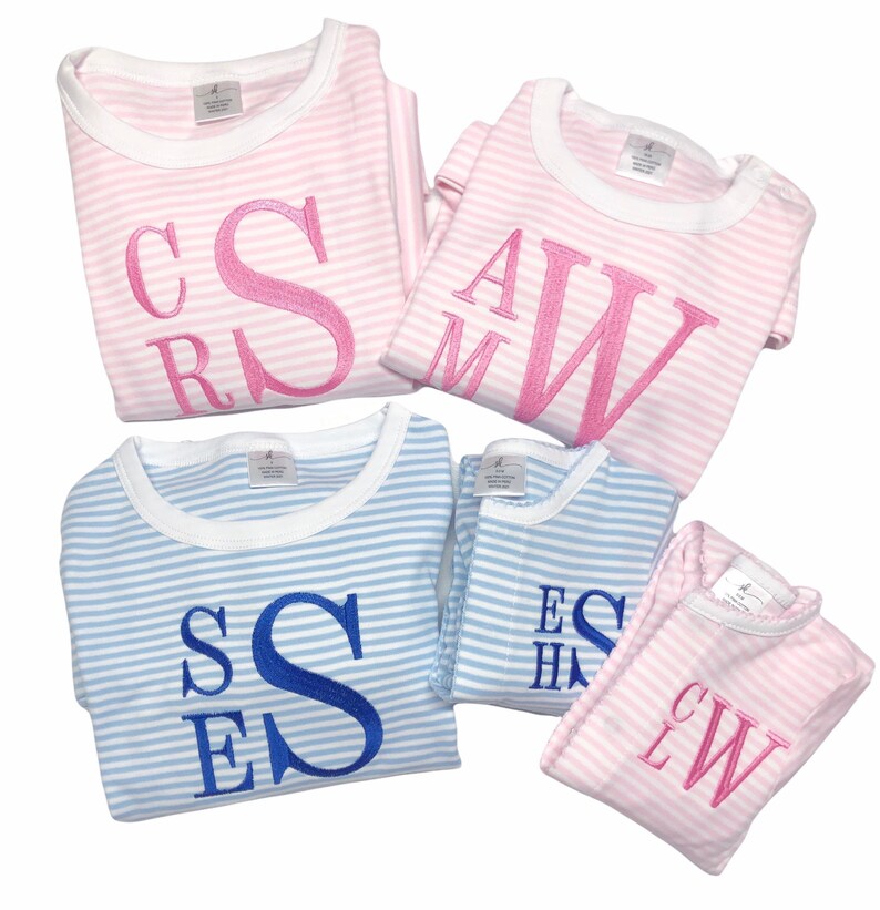Monogrammed Pajamas Girls Personalize Pajamas Boys Monogram Etsy