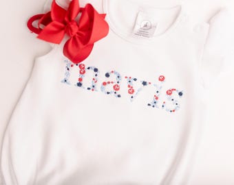 Baby girl Patriotic outfit, baby girl 4th of july outfit, baby girl red white and blue bubble, girls custom name bubble for fourth of july