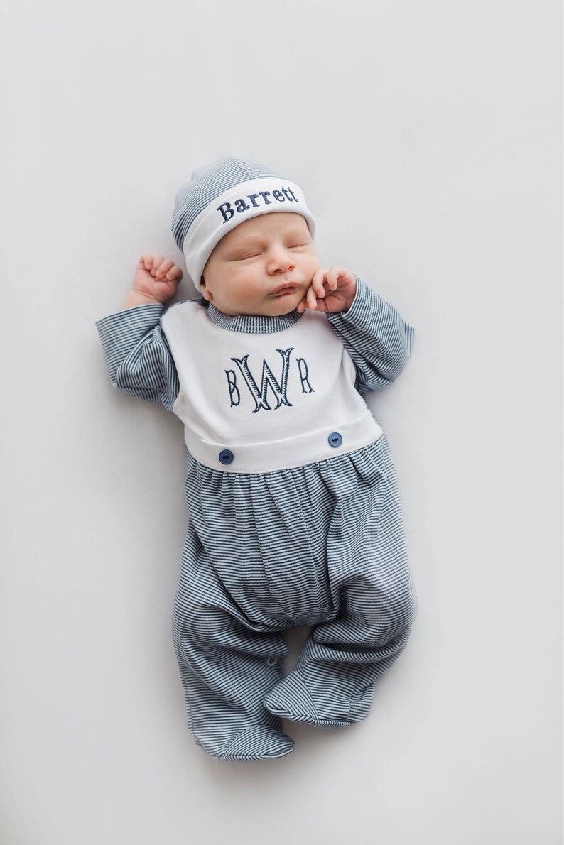 Baby Boy Coming Home Outfit Monogrammed Footie Monogram Etsy