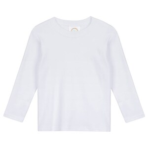 Op de afbeelding: Een wit T-shirt met lange mouwen.