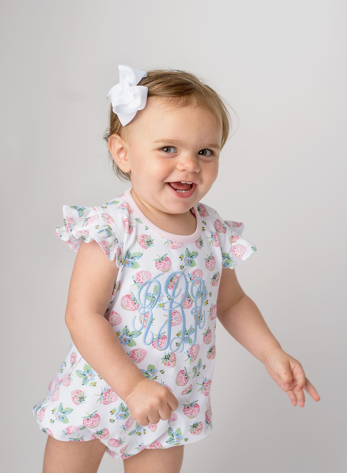 Monogrammed Bubble Girls Strawberry Outfit Girls Bubble Etsy