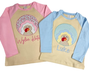 Girls Turkey shirt, girls personalized thanksgiving shirt, thanksgiving shirt for baby girl, thanksgiving shirt for girls
