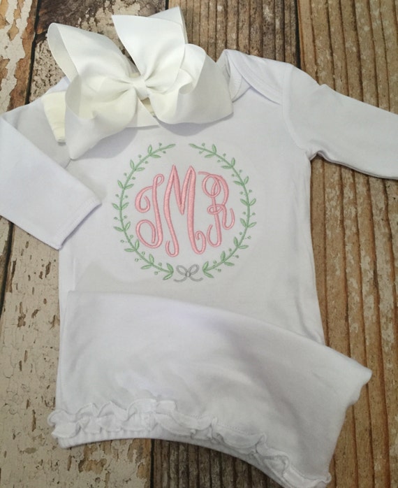 baby girl monogrammed gown