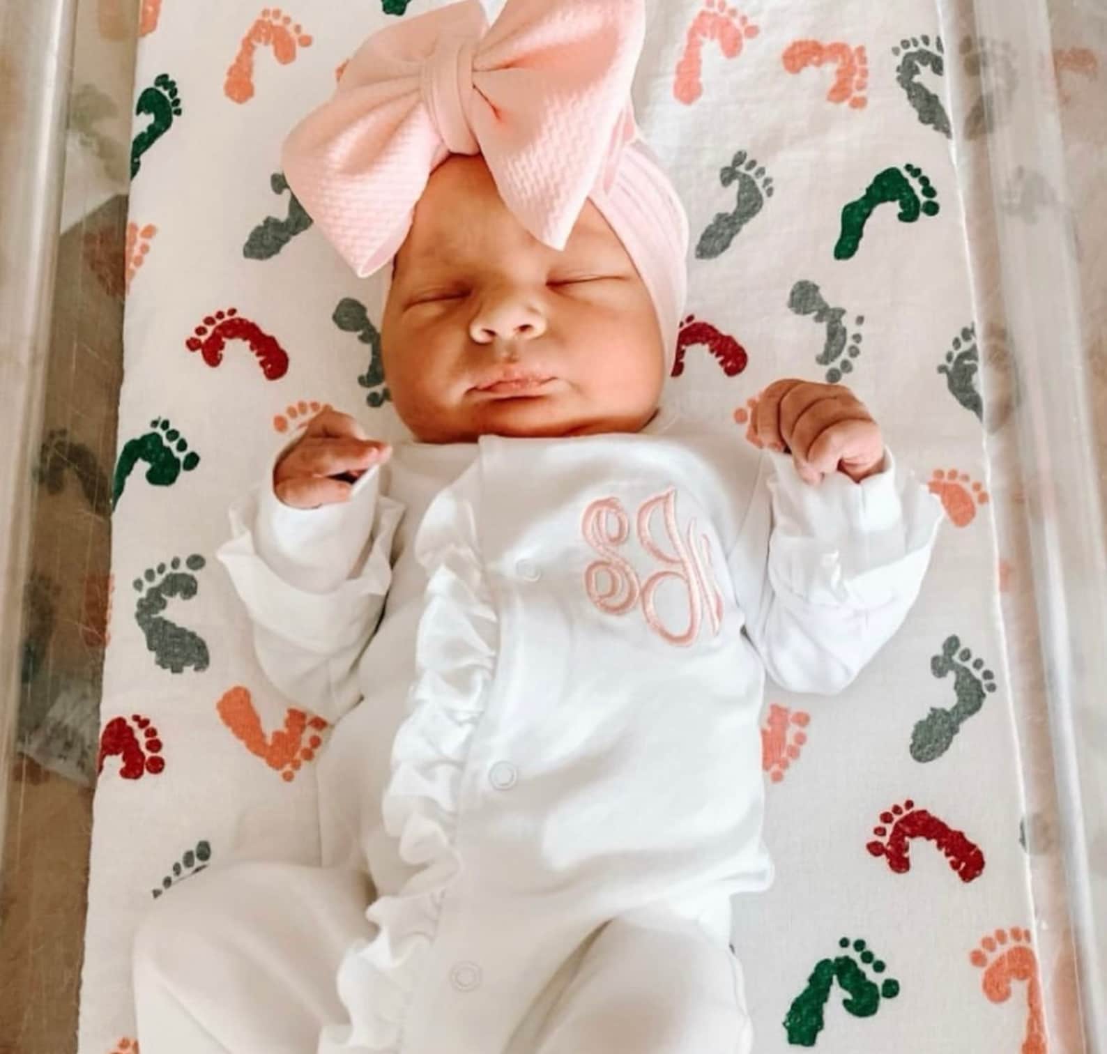 Baby Girl Coming Home Outfit Monogrammed Footie Newborn Etsy