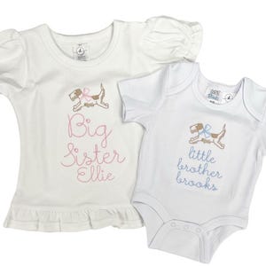 Sibling shirts, personalized sibling outfits, big brother shirt, big sister shirt, little brother shirt, arb,  brother gown, monogrammed,