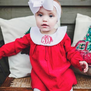 Girl Monogrammed Christmas Dress, Girl Christmas outfit, toddler, monogram girl clothing, LTC image 4