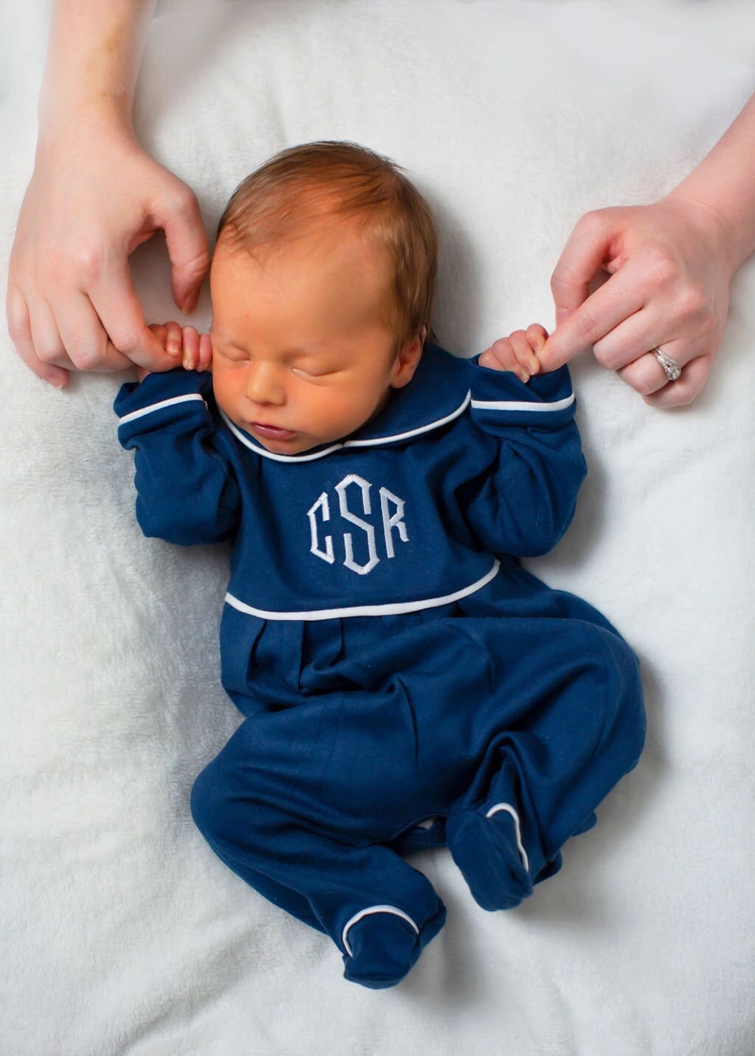 Baby Boy Coming Home Outfit, Monogrammed Boy Romper, Sk