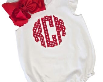 Girls ourth of july outfit, 4th, patriotic outfit, monogrammed bubble, personalized sunsuit, baby girl clothing,  birthday outfit