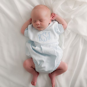 Personalized Boys bubble, monogrammed bubble, coming home outfit, sk creations, pima cotton,