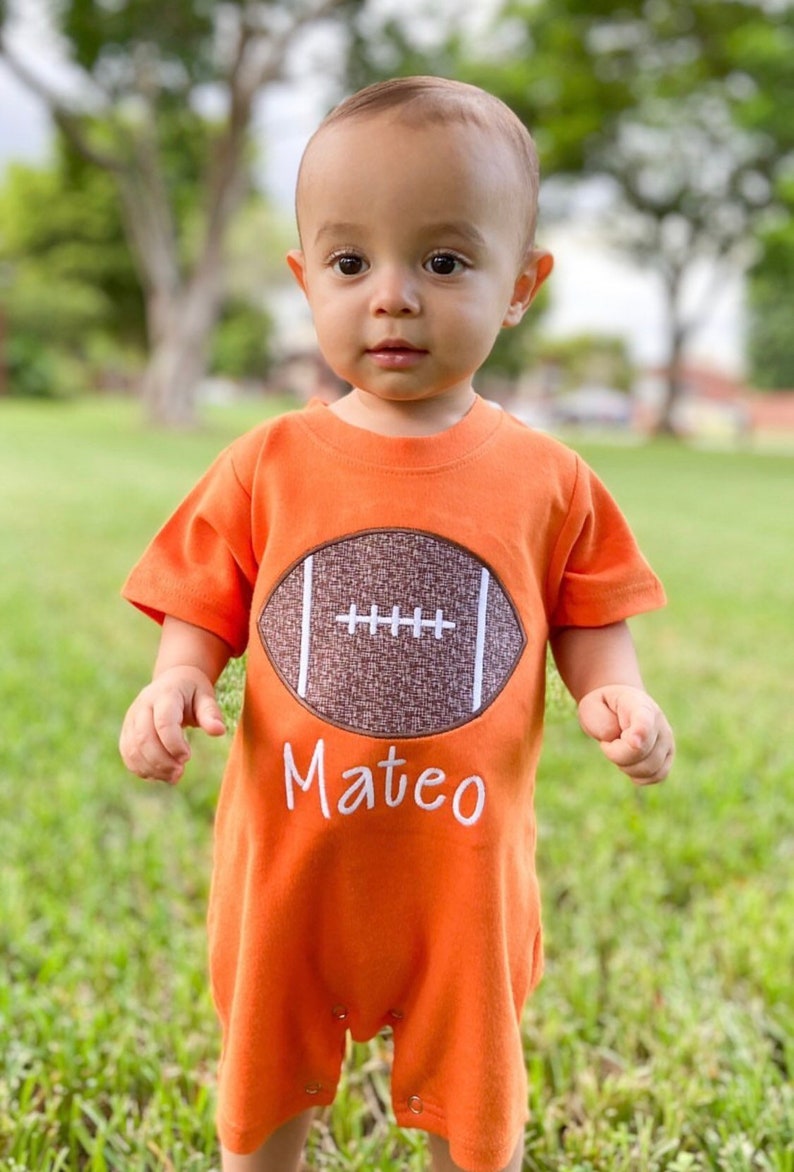 Boys football outfit, football romper, baby boy clothing, toddler boy clothing, monag image 2