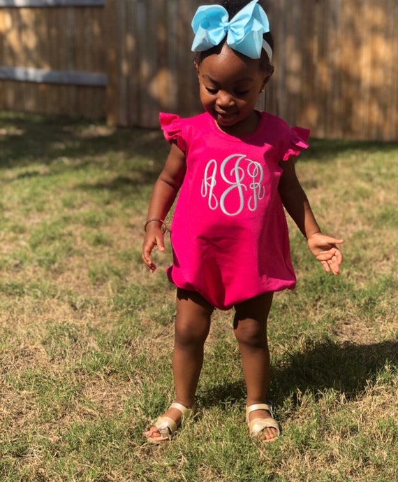 Monogrammed Bubble Girls Bubble Sunsuit Monogram Summer Outfit