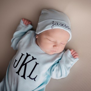 baby boy coming home outfit, hospital outfit, monogrammed, sk creations image 1