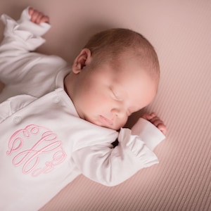 Baby girl coming home outfit, personalized coming home outfit, ruffle footie