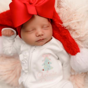 Conjunto navideño para bebé niña, conjunto navideño para recién nacida, pijama enterizo con cremallera, diseño de punto de cruz imagen 6