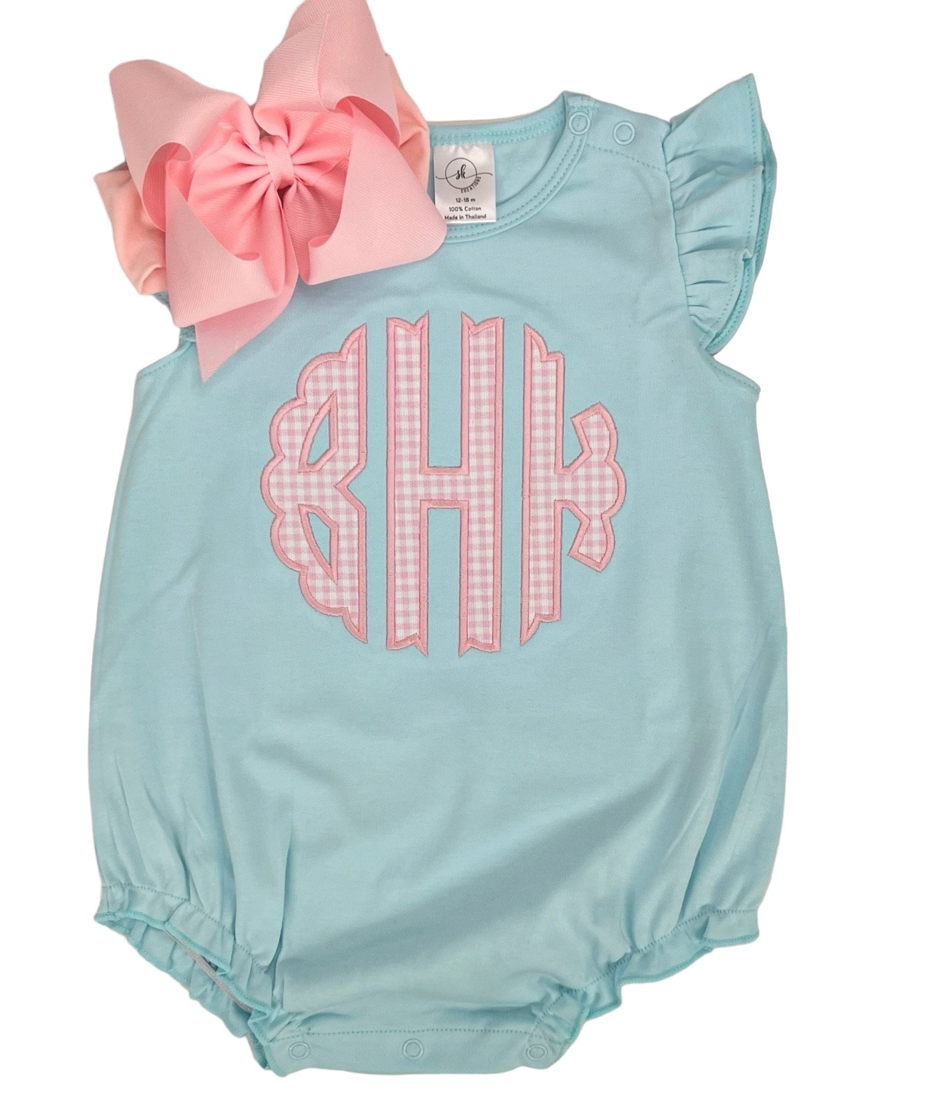 Baby girl bubble, monogrammed outfit, personalized toddler girl, summer outfit, sk creations, monogrammed bubble