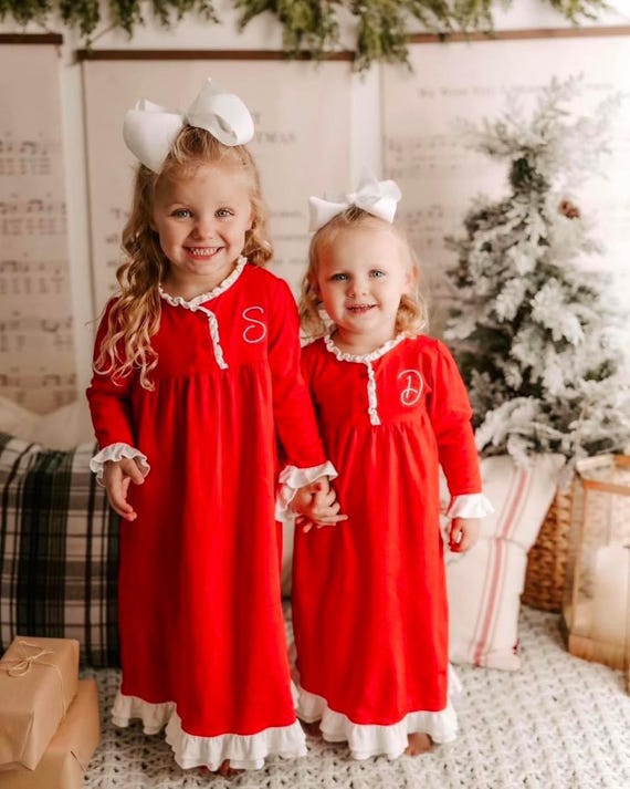 monogrammed christmas dress Girls monogrammed Christmas dress, jumper style toddler Christmas outfit with Santa Monogram Design