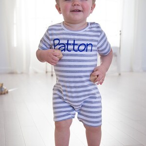 Monogrammed Romper, Personalized Summer Outfit, Boys Monogrammed Romper ...
