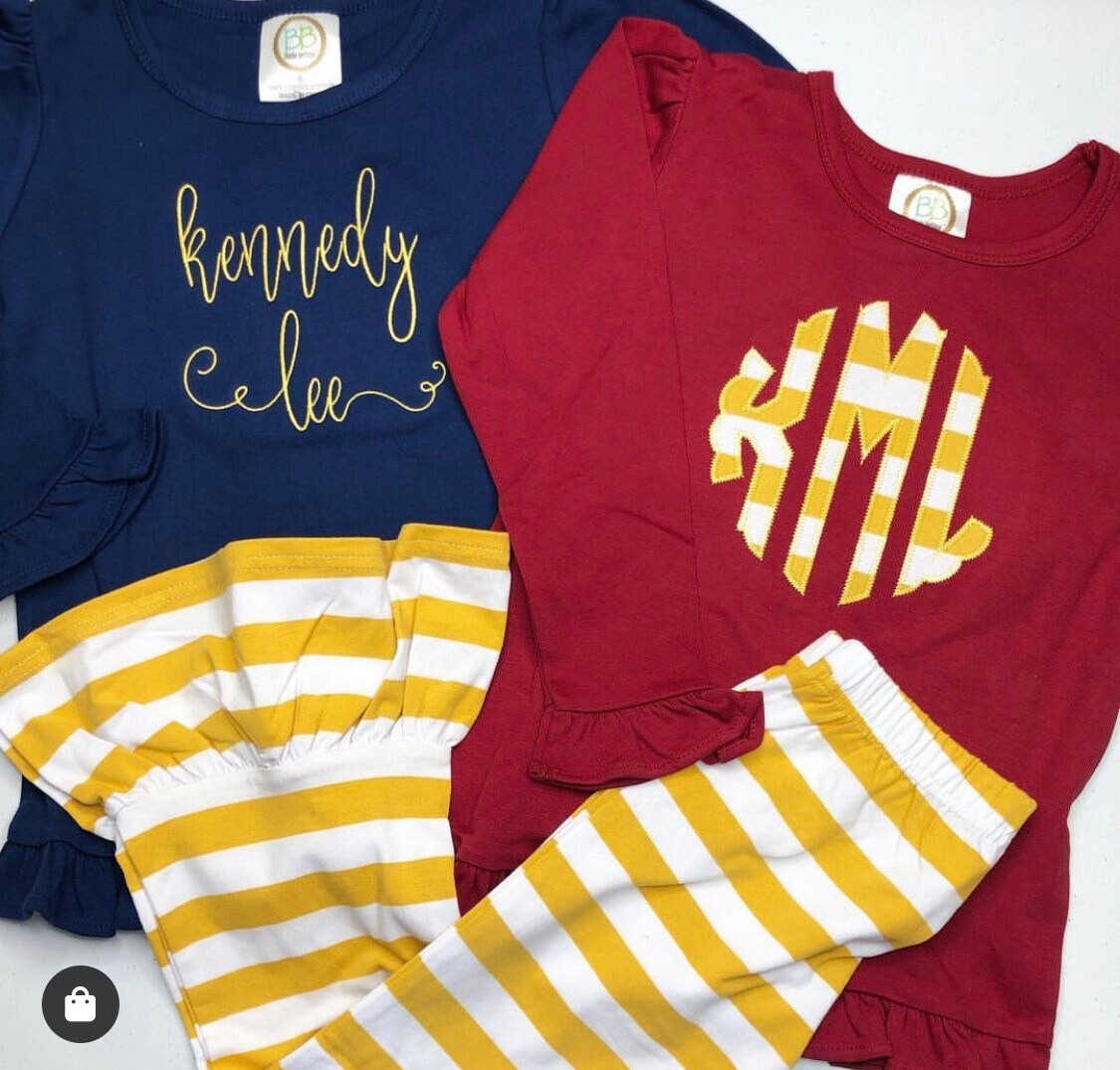 Girls Monogrammed Outfit, Boys Monogram Outfit, Personalized Set ...