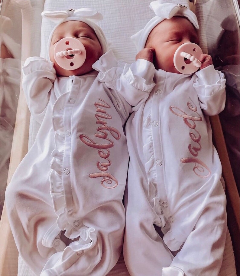 Baby girl coming home outfit monogrammed footie ruffle Etsy