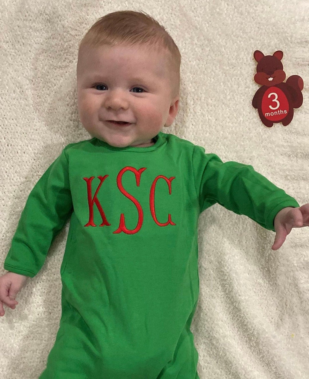 Baby Boy Coming Home Outfit, Baby Boys Outfit, Monogrammed Outfit, Green Romper, Christmas, St