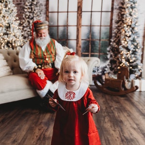 Girl Monogrammed Christmas Dress, Girl Christmas outfit, toddler, monogram girl clothing, LTC image 8