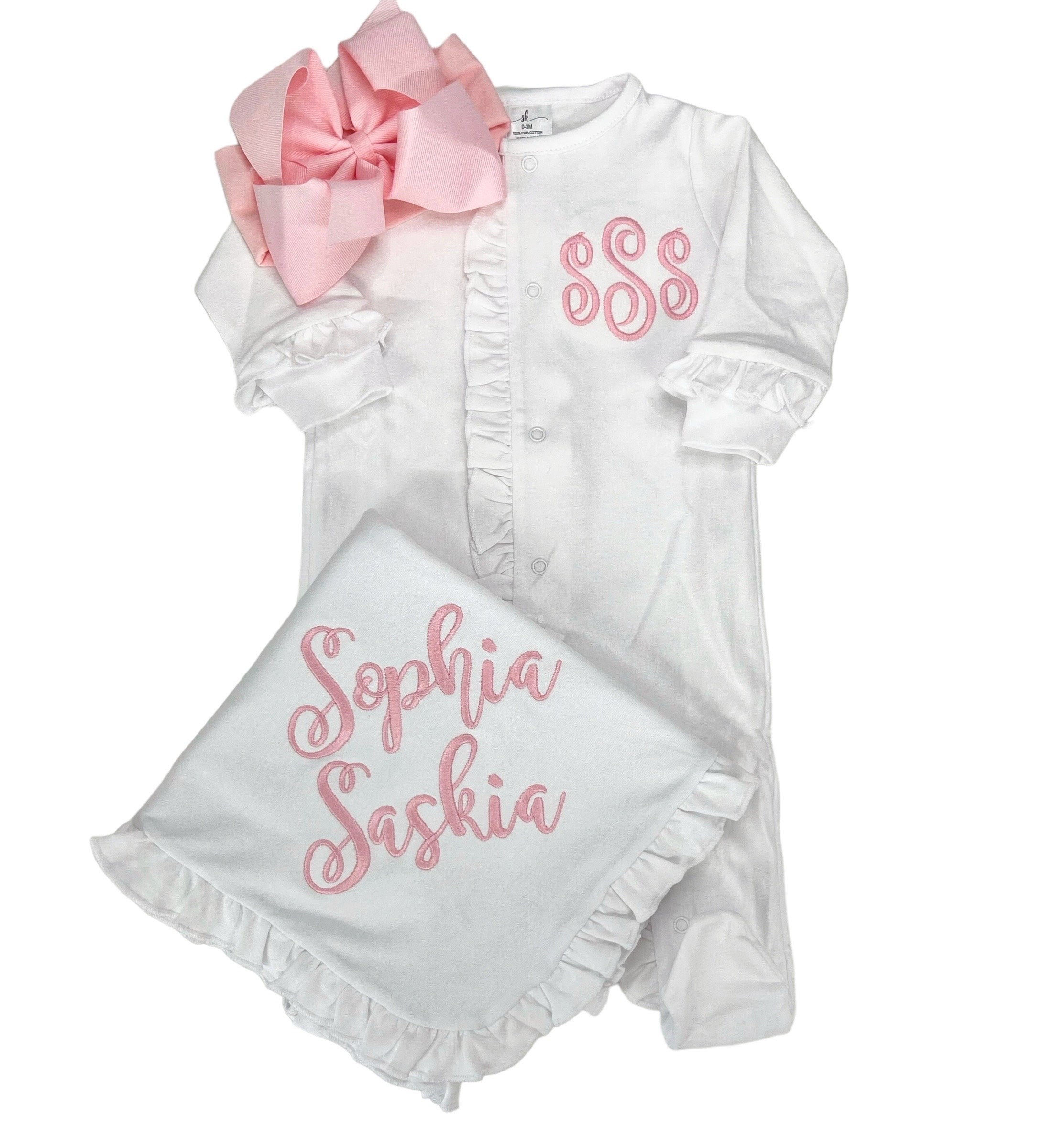 Tuta Pigna Per Neonato Personalizzata &ndash; Body + Pijama In Cotone Bianco &ndash; Regalo Nascita