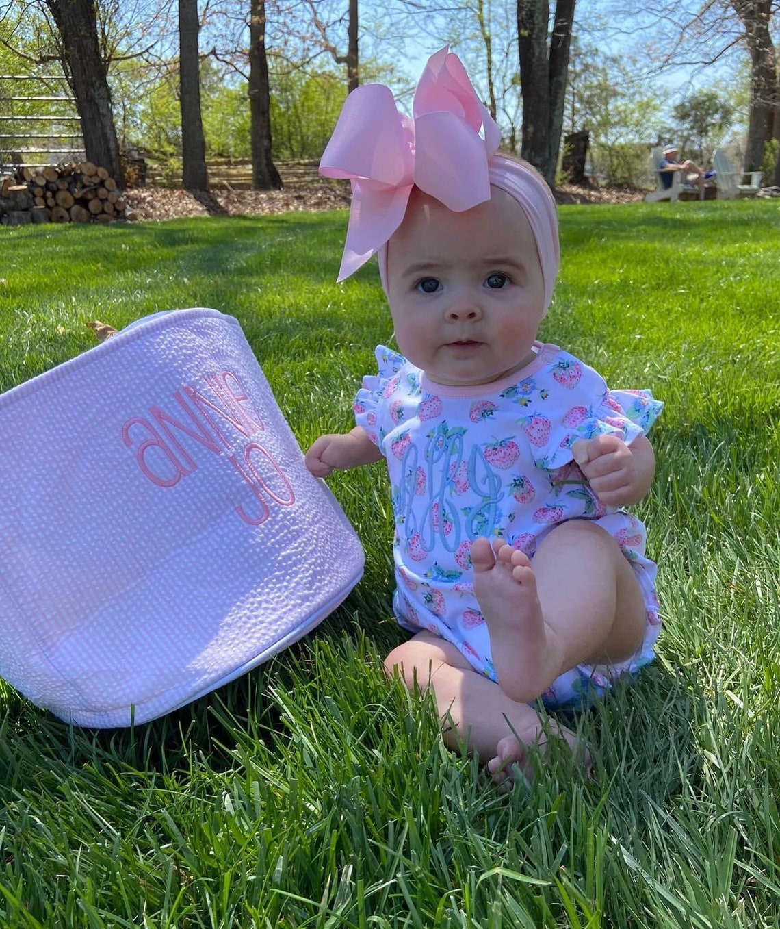 Monogrammed Bubble Girls Strawberry Outfit Girls Bubble Etsy