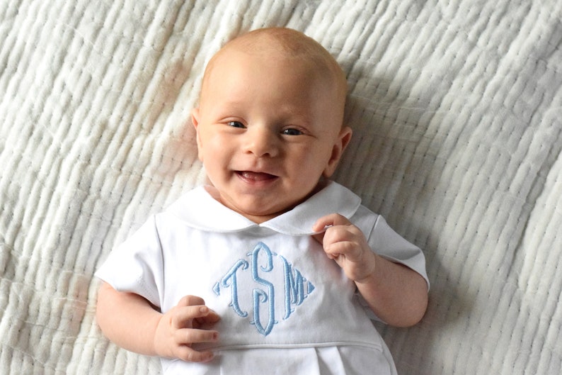 Monogrammed baby boy bubble boy Easter outfit personalized Etsy