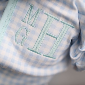 baby boy coming home outfit, blue check, sk creations