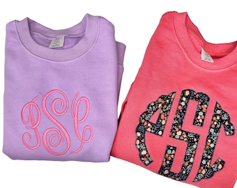 Girls monogrammed sweatshirt, toddler sweatshirt, embroidered sweatshirt, sk creations