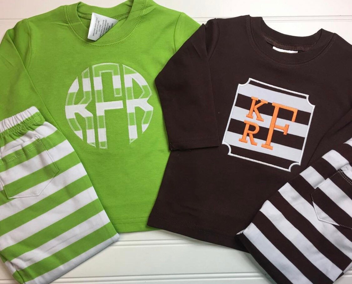 Girls Monogrammed Outfit, Boys Monogram Outfit, Personalized Set ...
