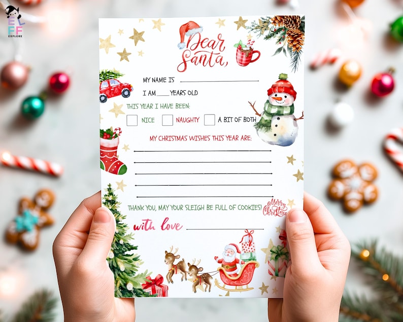 Christmas Wish List for Kids, Letter to Santa Printable, Santa Wish ...