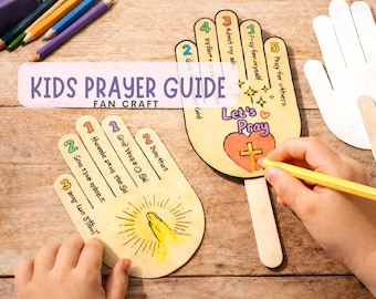 Bibelstudienführer: Kinder basteln Lets beten Papierfächer DIY, Christian druckbar